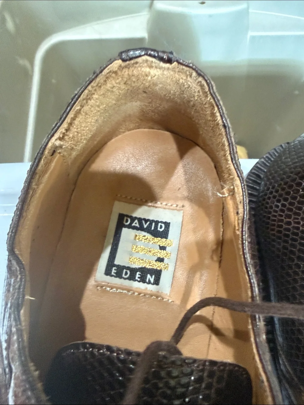 Brown Croc-Texture Lace-Up Derbys - Men's Dress Shoes